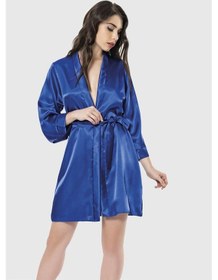 Resim Arias Closet Saks Kısa Saten Sabahlık Saks 