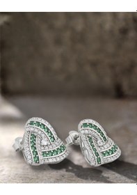 Resim Brezza Lusso Jewelry Business Üçgen Form Zümrüt Zirkon Kadın Gümüş Küpe 