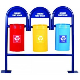 Resim Ems 3'lü Geri Dönüşüm Çöp Kovası 