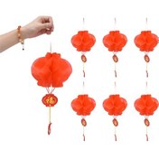 Resim Tenfowee 20 Adet Kırmızı Kağıt Feneri 15cm Çaplı, Kolay Montajlı, Fesyen Dekorasyon, Yılbaşı Ve Bayramlar İçin 