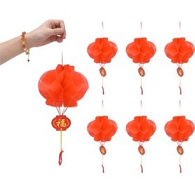 Resim Tenfowee 20 Adet Kırmızı Kağıt Feneri 15cm Çaplı, Kolay Montajlı, Fesyen Dekorasyon, Yılbaşı Ve Bayramlar İçin 