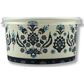 Resim Mavi Karton Kağıt Çorba-aşure-tatlı-dondurma-yemek Kasesi -14 Oz Plastik Kapaklı Kase 250 Adet 