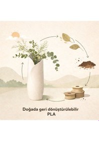 Resim Modern Sarmal Tasarım 3d Baskı Dekoratif Vazo Krem 