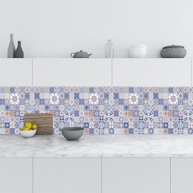 Resim Mutfak Tezgah Arası Folyo Fayans Kaplama Folyosu İspanyol Seramik Desen 60x100 CM 