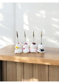 Resim 4'lü Kawaii Japonya Şans Kedileri Fotoğraf Ve Not Tutucu - Ofis Masa Not Tutacağı Beyaz 