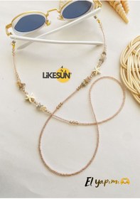 Resim LiKESUN El Yapımı Doğaltaşlı Cam ve Kristal Boncuklu Kadın Gözlük İpi Şık Kadın Gözlük Askısı Zinciri 