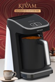 Resim GoldMaster Kıvam ECO Siyah Beyaz Geniş Hazneli Akıllı Yerleştirme Patentli Türk Kahve Makinesi GM-8380EB 