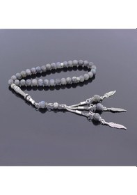 Resim Doğal Labradorit Taşlı Gümüş Püsküllü Tesbih 