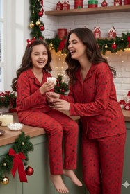 Resim ELİTOL Termal Yılbaşı Anne-Kız Pijama Takımı 