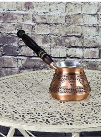 Resim Kalın Topak Üzüm İşlemeli Bakır Cezve 4 Fincanlık 