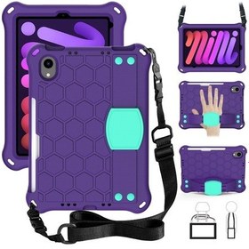 Resim iPad Uyumlu Mini 6 Petek Tasarım Eva + Pc Malzeme Dört Köşe Düşme Önleyici Düz Koruyucu Kabuk Kayışlı 
