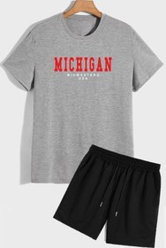 Resim trendypassion Rahat Tasarım Michigan Şort T-shirt Eşofman Takımı 