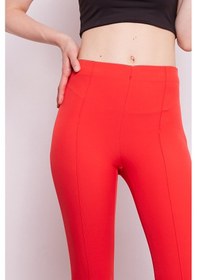 Resim JUMENT Power Strech Likralı Dar Kesim Yüksek Bel Beli Lastikli Bilek Boy Kumaş Pantolon-mercan 