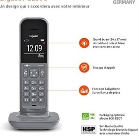 Resim Gigaset CL390 Modern Tasarım Kablosuz Telefon, Büyük Arkadan Aydınlatmalı Ekranlı, Eller Serbest Fonksiyonlu ve Çağrı Engelleme - Kömür Grisi 