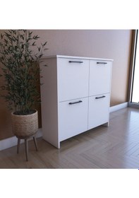 Resim 4 Raflı Çok Amaçlı Ayakkabılık Beyaz 