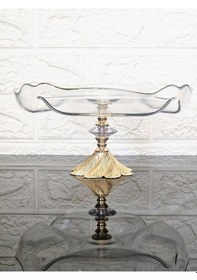 Resim Küçük Bölmeli Servis Tabağı Döküm Semerkand Gold Ayaklı & Sunumluk & Kahvaltılık & Çerezlik 25 Cm Beyaz 