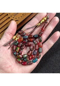Resim 7x11 mm Renk Cümbüşü Ateşi Kehribar İsme Özel Tesbih 