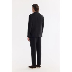 Resim AVVA Erkek Siyah Mono Yaka Keten Karışımlı Tek Düğme Comfort Fit Ceket A61Y4004 