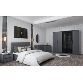 Resim Kale Luxe Yatak Odası Takımı - Antrasit Set 4 