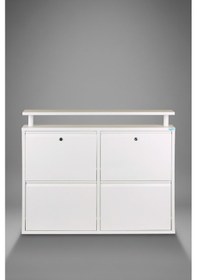 Resim Lıccıa Metal Ayakkabılık 2 Li Yatay Kilitli Model Beyaz 