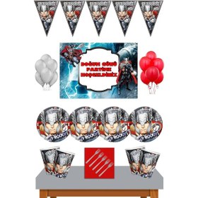 Resim Thor Marvel 24 Kişilik Afişli Doğum Günü Parti Süsleri Malzemele N11.15130 