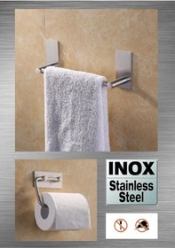 Resim Deltahome Paslanmaz Çelik 30cm Havluluk Ve Tuvalet Kağıtlığı Set Çelik 