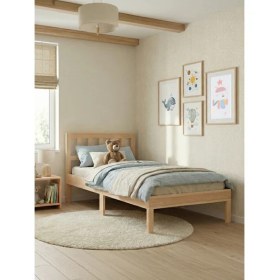Resim Kukka KHS500 Doğal Ahşap Tek Kişilik Yetişkin Karyola (90X190 Cm) 