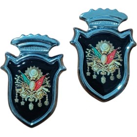 Resim Osmanlı Devlet Arması Damla Etiket Krom Siyah 2'li 