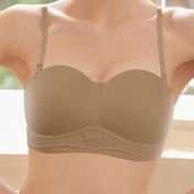Resim Sezgisiz Dikişsiz Telsiz Push-Up Sütyen - Çıkarılabilir Dolgu, Omuz Askısız, Kaymaz & Kaldırıcı, Naylon/Spandeks Karışımı, Bej, Sadece Elde Yıkama için Günlük ve Özel Günler 