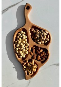 Resim Ahşap Yaprak Desenli Çerezlik Sunum Kasesi Ahşap 