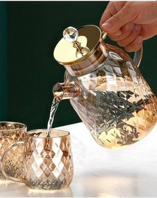 Resim Kabartmalı Bambu Kapaklı Borosilikat Cam Demlik 1500ml Royaleks-cm-2005 Çok Renkli 