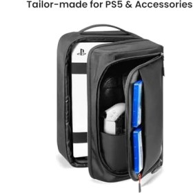 Resim Trl Backpack For Ps5/ Ps5 Pro Console, Accessories, Protective Carrying Case Storage Bag Compatible With Sony Playstation 5 Console, Headset, 2 Game Discs, Ps5 Controller, Charging Station 