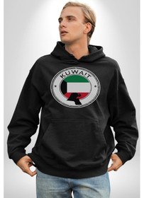 Resim Kuveyt Bayrağı Kadın Erkek Siyah Kapüşonlu Sweatshirt Hoodie Siyah 