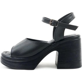 Resim Kadın Divo Siyah Ortopedik İç Taban Platform Topuk Sandalet-Siyah 