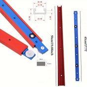 Resim 2 adet 50cm 30 Tip T-izgara & 45cm Gönye Çubuğu Kaydırıcı T-yuva Bağlantı Elemanı Alüminyum Alaşımlı Ahşap İşleme Kanalı Rayı DIY Marangozluk Araçları 