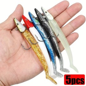 Resim 5'li Premium Yumuşak Balıkçılık Yem Seti - Canlı Renklerde Gerçekçi Balık Tasarımı, Dayanıklı Kurşun & PVC, Tatlısu & Tuzlu Su İçin İdeal - Babalar Günü, Noel, Yeni Yıl, Şükran Günü, Sevgililer Günü İçin Mükemmel Hediye 