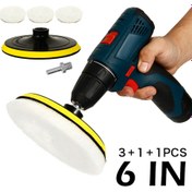 Resim 5 adet 15.24 cm Araba Parlatma Tekerleği Parlatma Pedleri Seti, Matkap İçin Yün Paspas Kiti Ped Parlatıcı 
