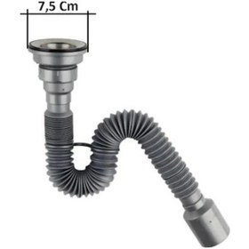 Resim Lavabo Sifonu Paslanmaz Lüx Körüklü Evye Donao 50 mm Gri 