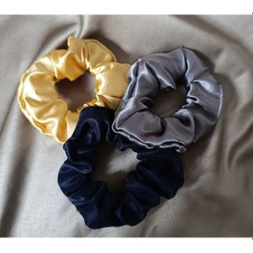 Resim Saten Lastik Toka Hand Made Renkli 3'lü Toka Seti Siyah-gri-gold Çok Renkli 