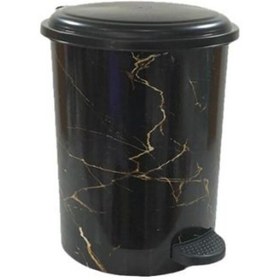 Resim AboutThePerfect Siyah Mermer Desenli Pedallı 11L Çöp Kovası, şık ve kullanışlı ev ve ofis için 