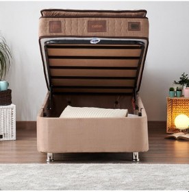 Resim Nironyatak Niron Rama Baza Ve Başlık Seti - 90X190 Cm Tek Kişilik Sütlü Kahv 