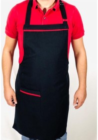 Resim Mutfak Önlüğü Cepli Şef Önlüğü Yeni Moda Restoran Kasap Önlük Model Ve Renkleri Siyah 