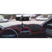 Resim 2002-2007 Modellerine Uygun Renault Clio 2 Ekranlı Torpido Koruma Halısı Siyah Kenar Renk Kırmızı 