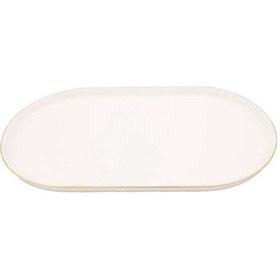 Resim Porland Chopin Altın 32cm Oval Kayık Tabak beyaz 