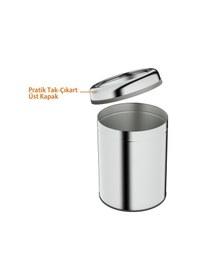 Resim Aqua Bagno Basic Çöp Kovası - Çemberli Tip 8 L, Parlak Krom Paslanmaz Krom 