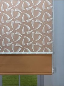 Resim donatti perde NOVA Serisi - Üç Yaprak Desenli Çift Mekanizmalı Turuncu Perde 210 x 270 