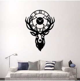 Resim Geyik Modelli Roma Rakamlı Ahşap Duvar Saati Ahşap 