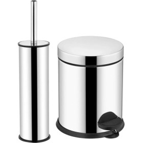 Resim Tekno Trust Krom 2 Li Set 3Lt Pedallı Çöp Kovası Wc Klozet Fırça Seti 