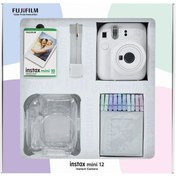 Resim Fujifilm Instax Mini 12 Fotoğraf Makinesi + 10'lu Film Simli Pleksi Kılıf Beyaz 