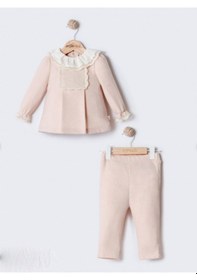 Resim Kız Bebek Dantelli 2'li Takım Mıo-4427 Pudra 